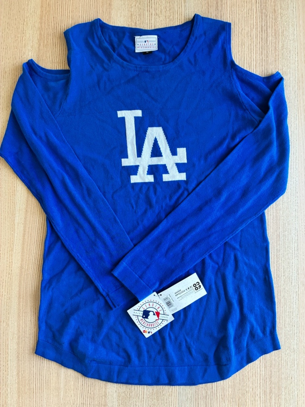 LA Dodgers Cold-Shoulder knit sweater MLB licensed blue sportswear